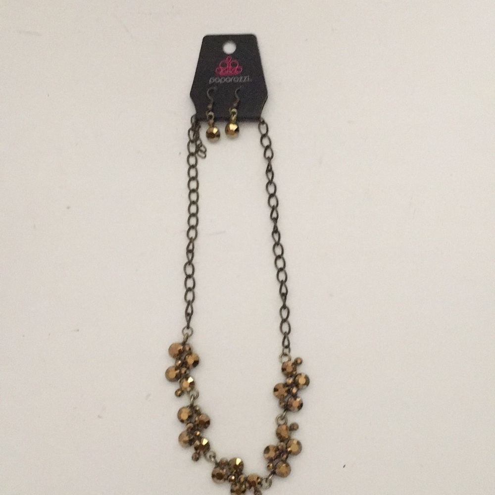 Paparazzi Necklace and Earrings set  metallic  NEW